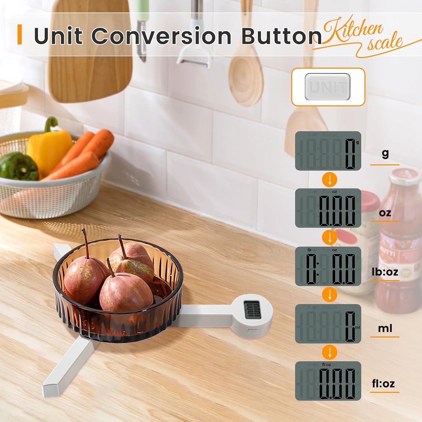 Folding Food Scale,Digital Kitchen Scale,Highly Accurate Compact Small Scale with LCD Display,Portable Food Scale Multiple Units Supported, Travel Scale for Measuring Intake of Healthy