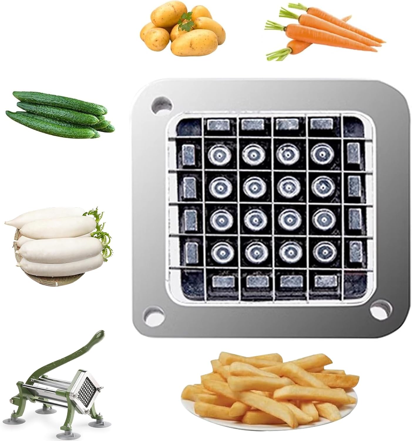 French Fry Cutter Replacement Blade,Blade Assembly and Pusher Block for Commercial French Fry Cutter (1/4" Replacement Blade)