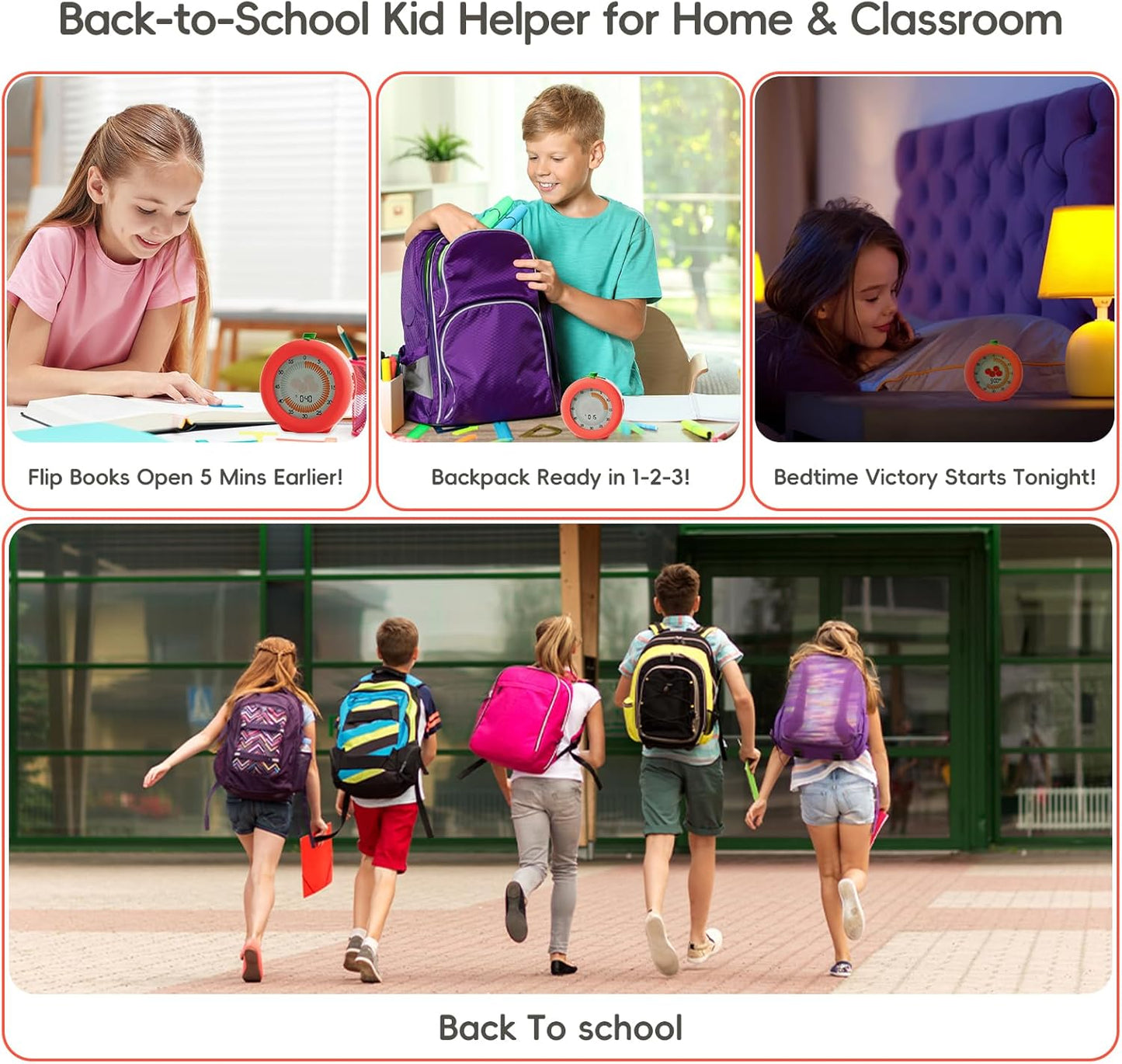 Tomato Visual Timer for Kids, 5h Cute Kids Pomodoro Countdown Timer, Kitchen Helper Timer, Visual Timer for Classroom, Office Desk and Meetings