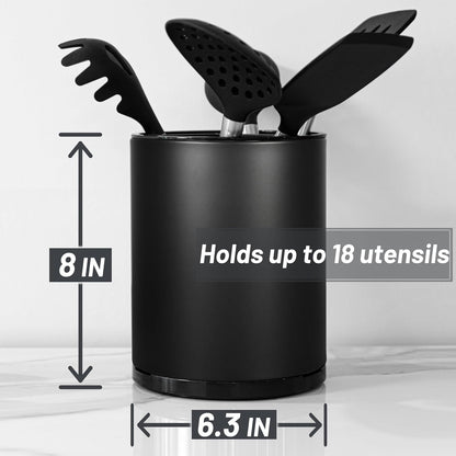 Kitchen Utensil Holder for Countertop 360° Rotating Utensil Caddy Extra Large Utensil Crock Cooking Utensil Holder for Kitchen Counter