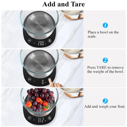 Homebuds 22lb/10kg Food Scale, Precision 0.1oz/1g by Our Professional Scale Factory Since 2001, Kitchen Scales Digital Weight Grams and Ounces for Cooking and Baking, LED, 3*AAA Batteries, Blue