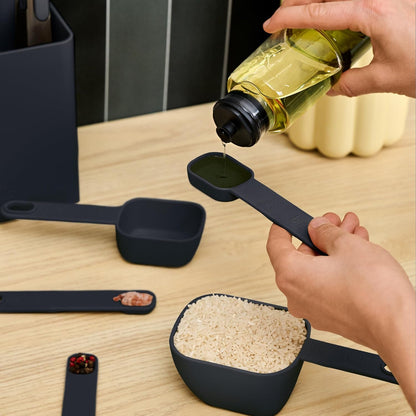bella 9-Piece Nested Measuring Cups & Spoons Set, Stackable, 4 Cups, 4 spoons, 1 Leveler, Non-slip handles, Kitchen Cooking Baking Measuring Set, BPA Free, Dishwasher Safe, Oatmilk
