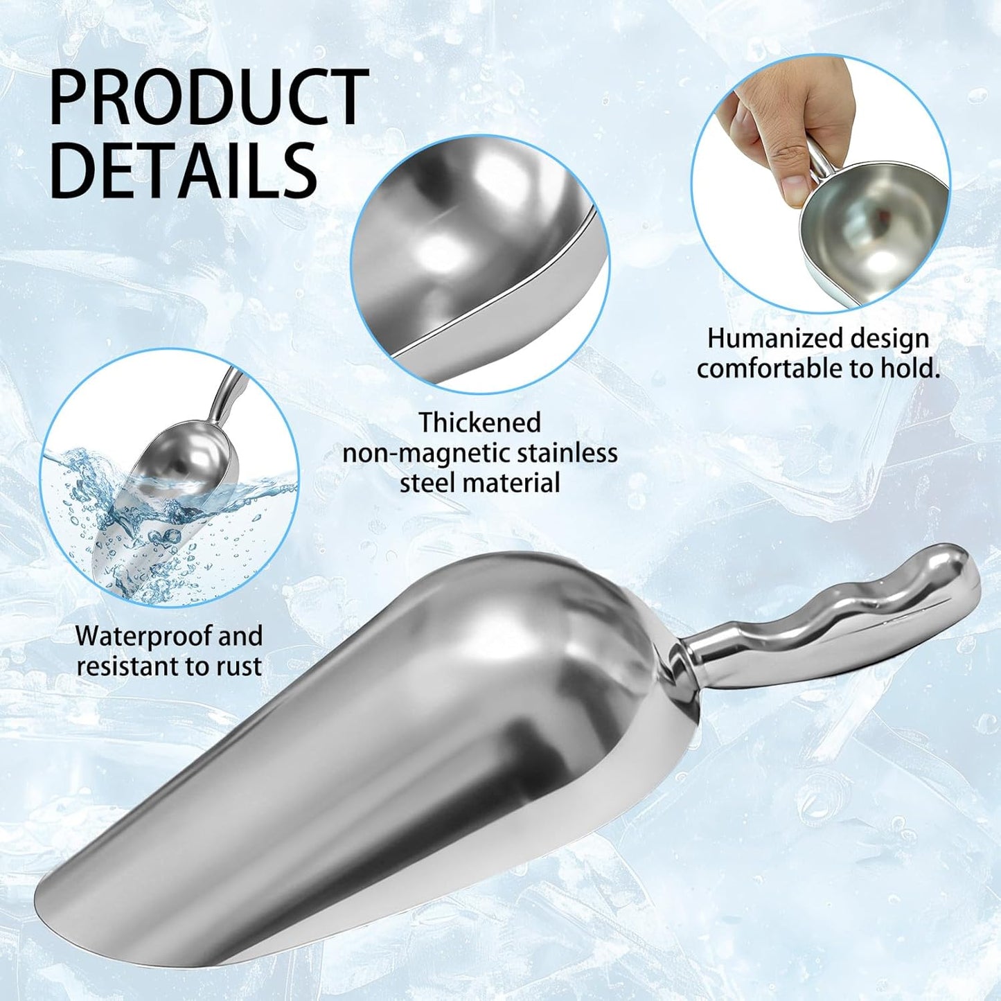 Pack of 2 Cast Aluminum Scoops,12 Oz. (Ounce) Ice Scoops, Dry Bin Scoop, Dry Goods Scoop, Candy Scoop, Spice Scoop,Suitable for Wedding, Buffet,Cast Aluminum By RARKVEN