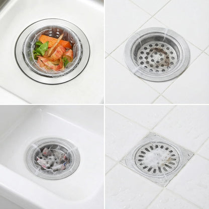 Sink Strainer Bags, 300 Count Disposable Kitchen Sink Drain Mesh Bags, Elastic Fine Net Filter for Food Waste, Universal Fit for Most Sink Strainers