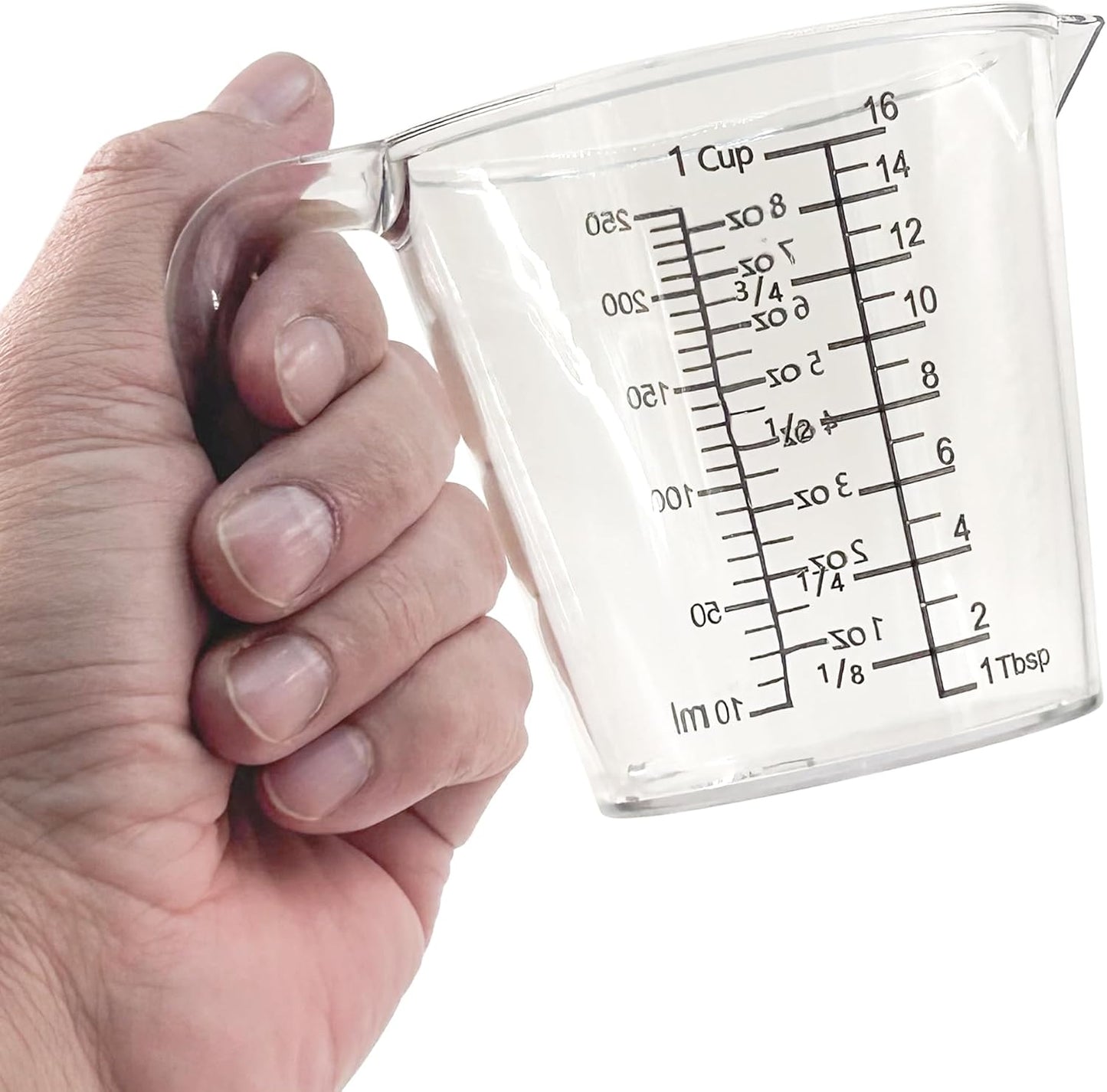 Laser-Etched Measuring Cup Set, 8 oz & 16 oz Clear Plastic Liquid Measuring Cups, Permanent oz/cup/Tbsp/mL Markings, Food-Grade for Baking & Cooking