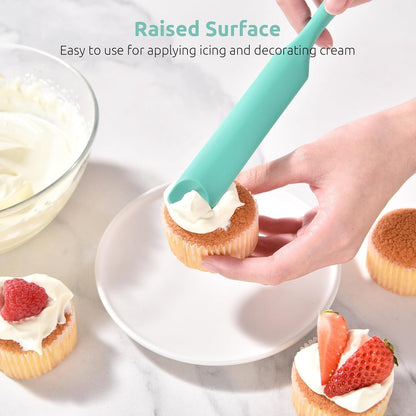 U-Taste Skinny Silicone Jar Spatula: 600ºF Heat-Resistant Food-Grade 10in Long Narrow Sourdough Stirring Stick, Seamless Flexible Peanut Butter Spreader for Scraping Icing Bread Cream, Jam (Aqua Sky)