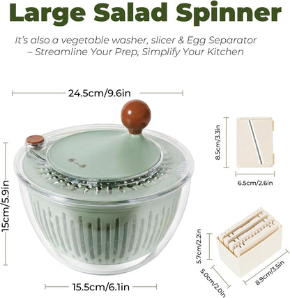 Salad Spinner Large Lettuce Spinner 4.3 Qt with Non-Slip Base & Stop Button Vegetable Dryer & Fruit Washing Bowl for Efficient Salad Prep