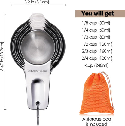 20PCS Measuring Cups and Spoons Set, Stainless Steel Stackable Nesting Measuring Set with Leveler for Baking, Cooking, Dry & Liquid Ingredients