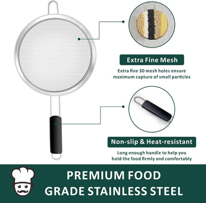 Yimi 16.5 Inch Spider Strainer | Stainless Steel Kitchen Cooking Skimmer with Double Hook Long Handle | Spiral Wire Spoon Ladle with Reinforced Double Coil for Cooking and Frying, Ideal for Gift