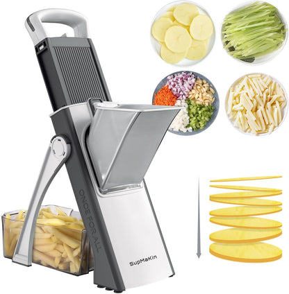 SupMaKin Upgrade Safe Mandoline Slicer Plus, Vegetable Chopper, Potato Slicer, Food Slicer Onion Chopper, Fry Cutter, Veggie Salad Dicer Kitchen Chopping Artifact Gifts (Blue)