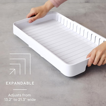 YouCopia StoraLid Food Container Lid Organizer for Kitchen Cabinet Storage with 5 Adjustable Dividers, 10.5''D × 13.4''W × 3.3''H, Large Classic Edition, White