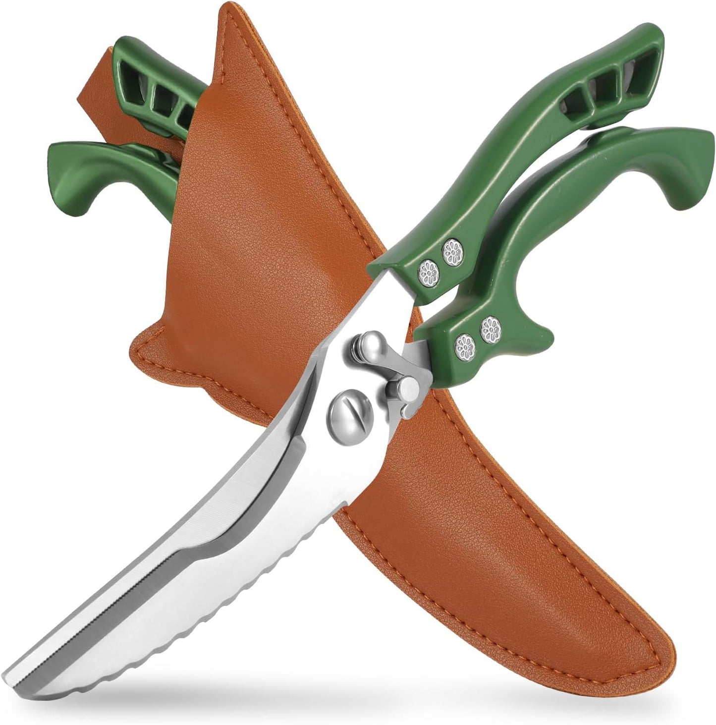 ANDONG Upgrade Heavy Duty Stainless Steel Kitchen Scissors - Professional Poultry Shears for Bone, Meat, Chicken, Fish, Turkey, Vegetables,Spring Loaded Multipurpose Ultra Sharp Utility Scissors