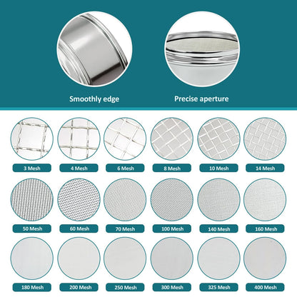 Full 304 Stainless Steel Mesh Sieve Screen, LVDALAB 100 Mesh (0.15mm) Aperture, 2.4inch(6CM) Dia Standard Sample Analysis Test Sieves Sifters Strainer for Industrial Laboratory Homes
