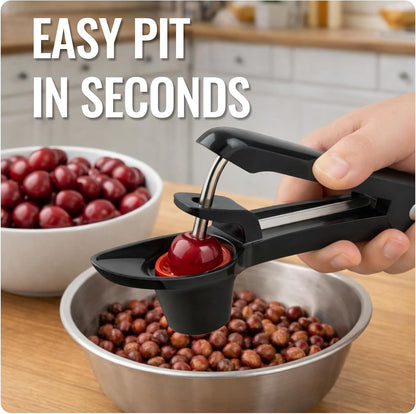 Cherry Pitter, Easy Pitting Cherry Stoner, Stainless Steel Cherries Corer Pitter Tool w/Silicone Cup, Safety Lock Design, Cherry Pit Remover Pitter for Quick, Mess-Free Pitting, Dishwasher Safe