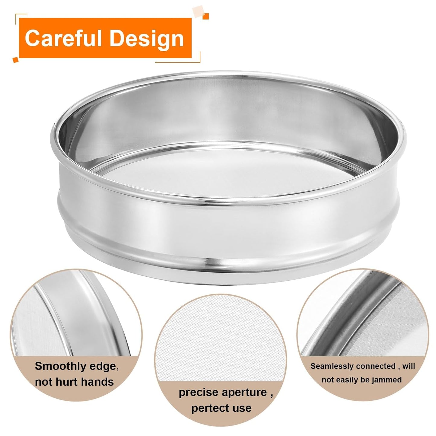 PATIKIL 40 Mesh Lab Sieve, 8" Diameter Test Sieve 304 Stainless Steel Wire Cloth (0.45mm) for Industrial Laboratory - Colors A