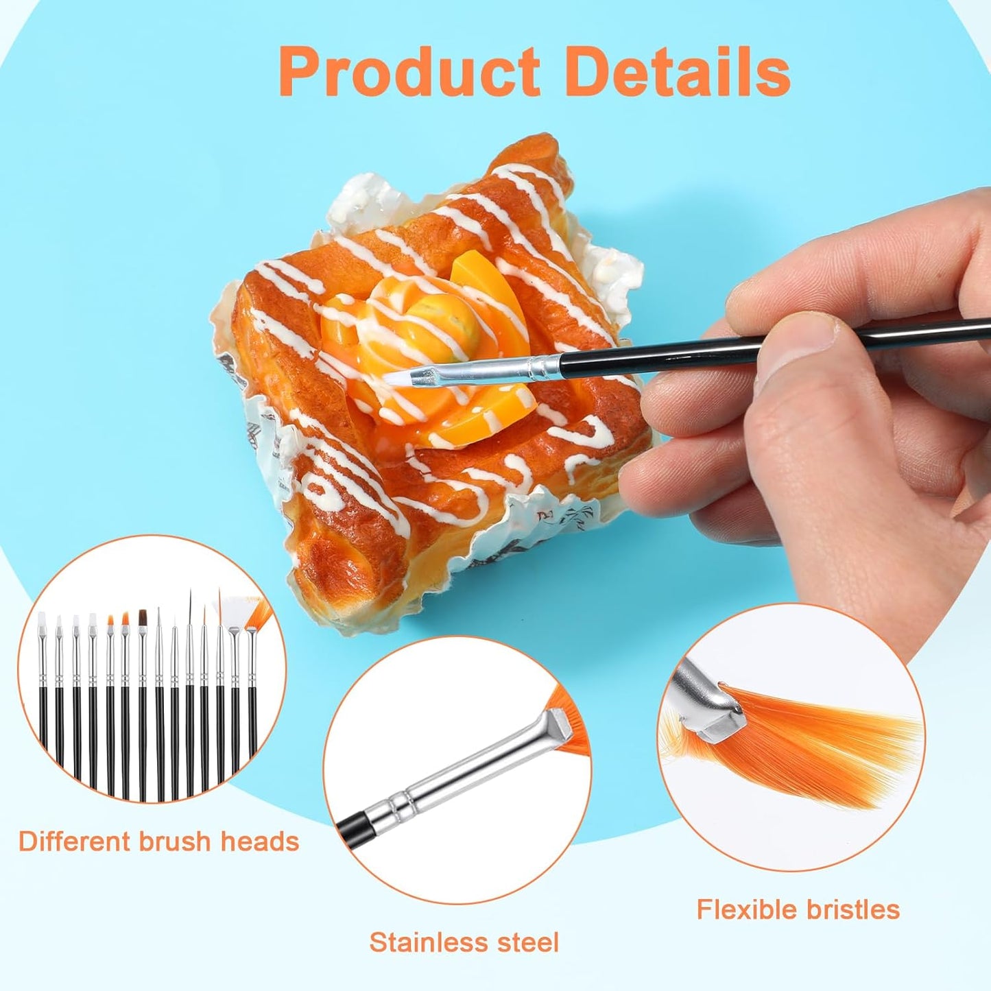 JJUNW 15 PCS Cake Decorating Brushes, Sugar Cookie Decorating Brushes Kit Food Safe Basting Brush Multifunctional Decorative Baking Supplies Candy Icing Pastry Brush for Bakers(White)
