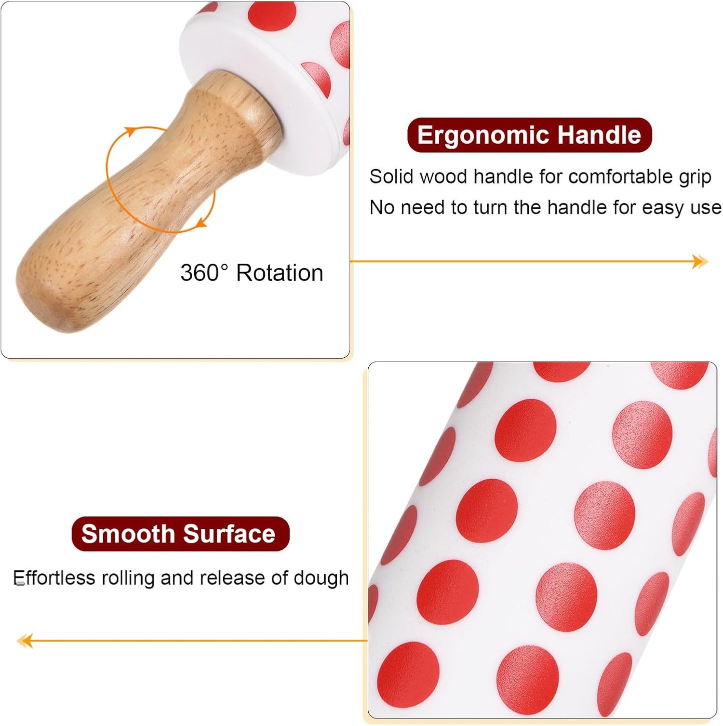 HARFINGTON Silicone Rolling Pins for Baking 12.2 Inch Non-Stick Silicone Surface Wooden Handle Rolling Pin Small Roller Playdough Rolling Pins for Fondant Kitchen Dough Pizza, Green