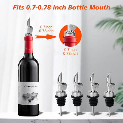 2PCS Stainless Steel Pourers, Speed Liquor Bottle Pourer, Olive Oil and Vinegar Tapered Stopper Spout, Suitable for About 3/4" Bottle Mouth, Olive Oil Spout with Sealed Dust Caps