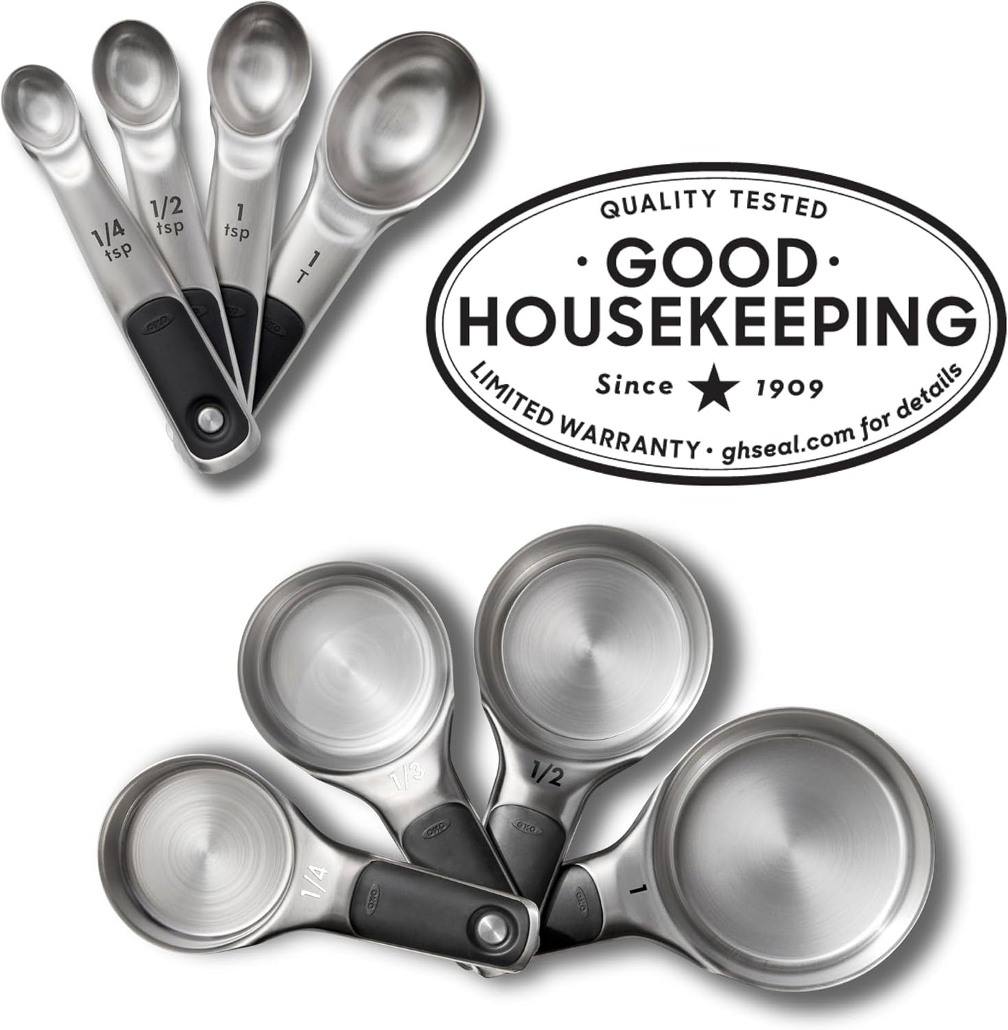 OXO Good Grips 4 Piece Stainless Steel Measuring Spoons with Magnetic Snaps