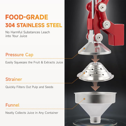 CO-Z Manual Citrus Juicer, Commercial Grade Cast Iron Orange Juicer, Professional Heavy Duty Juice Press with Removable Strainer, Manual Juice Extractor for Orange Lemon Pomegranate Citrus, Black