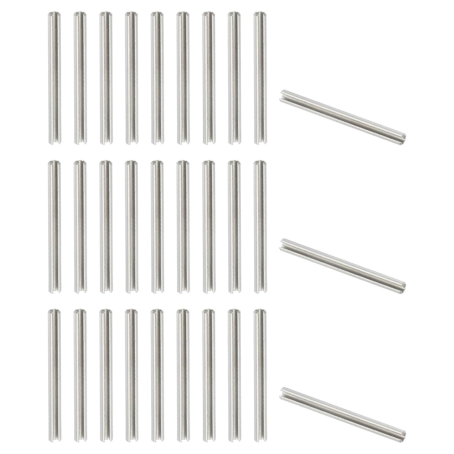 PATIKIL Slotted Spring Pin, 50 Pcs 1/8" x 3/4" (3.2mm x 20mm) 304 Stainless Steel Split Roll Pins Spring Dowel for Home Improvement Automotive Machine Repair, Silver - Colors A