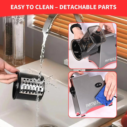 Electric Cheese Grater, 250W Electric Professional Salad Maker & Vegetable Slicer Shredder, 7-in-1 Electric Food Graters Machine with Widened Feeding Port for Block Cheese, Vegetables & Fruits