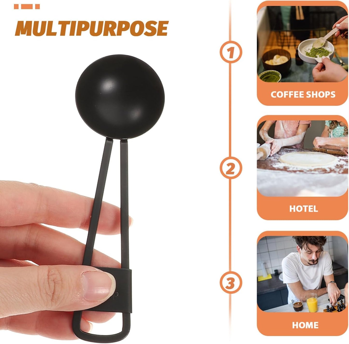 Luxshiny 5Pcs Measuring Spoon Set: Nesting Design Teaspoon for Baking, Cooking, Coffee, and Liquid Ingredients - Black