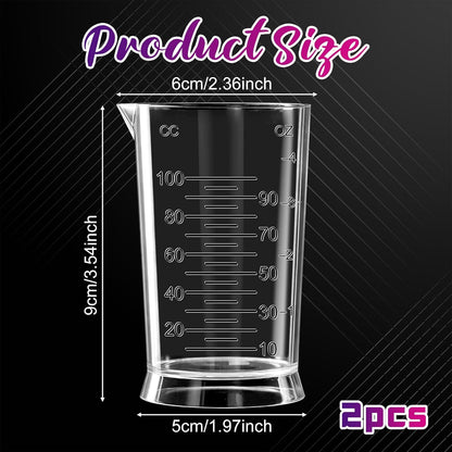2 PCS Hair Dye Measuring Cup 4 Oz Measuring Cups Clear Plastic Graduated Cups Liquid Beaker Measuring-Cup with Graduated Scale for Home Salon DIY Dyeing