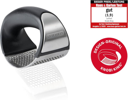 Leifheit Garlic-King Proline Garlic Press Rocker, Time Saving, Durable Strong Mincer Tool - Easy to Use & Clean Crusher, Dishwasher Safe, Kitchen Gadget Smasher, Black/Silver