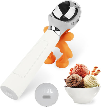 LT LAUDTEC Heated Ice Cream Scoop, Rechargeable Electric Warming Scooper, Heats to 158F for Hard Ice Cream, IP67 Waterproof, Easy for Seniors & Kids (Yellow)