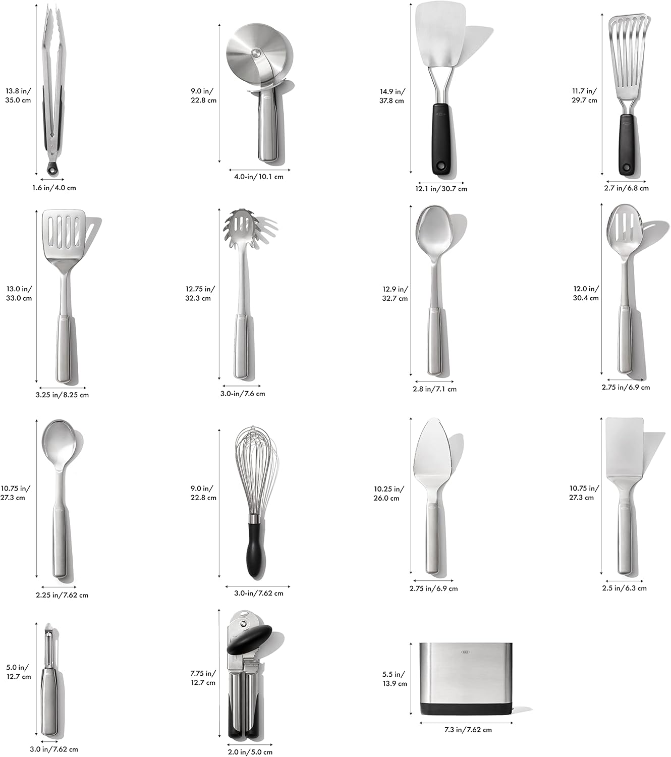 OXO Steel Piece Utensil Set, 15 PC, Stainless Steel