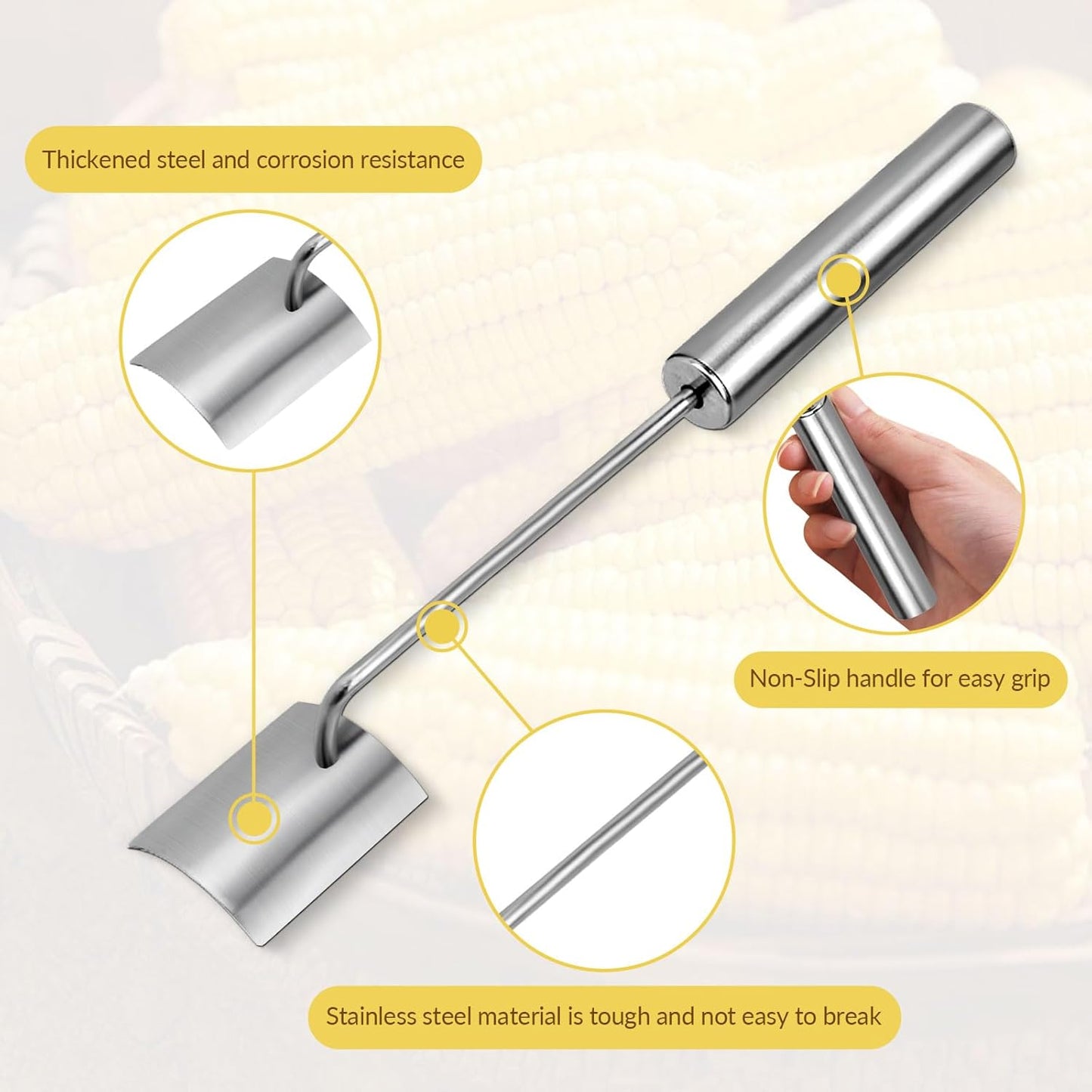 Upgrade 2 Pack Corn Peeler Stainless Steel Corn Cob Stripper Tool Corn Thresher from the Cob, Removes Corn Kernels From Corn Cobs In Seconds, Kitchen Gadget Set