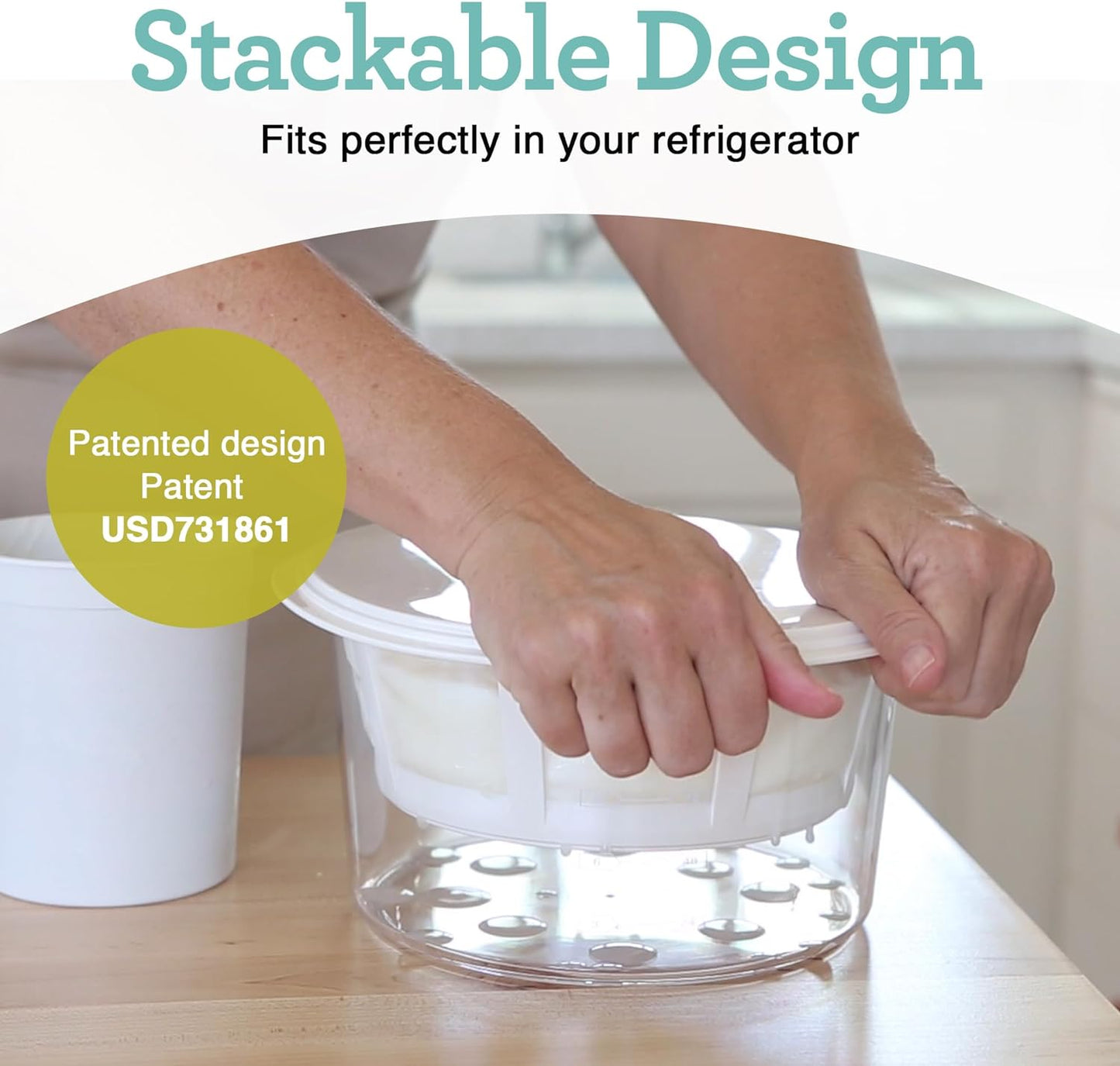 Euro Cuisine GY50 Greek Yogurt Maker with Ultra Fine Mesh Strainer Basket, BPA Free, Patented Greek Yogurt Strainer for Homemade Greek Yogurt (White)
