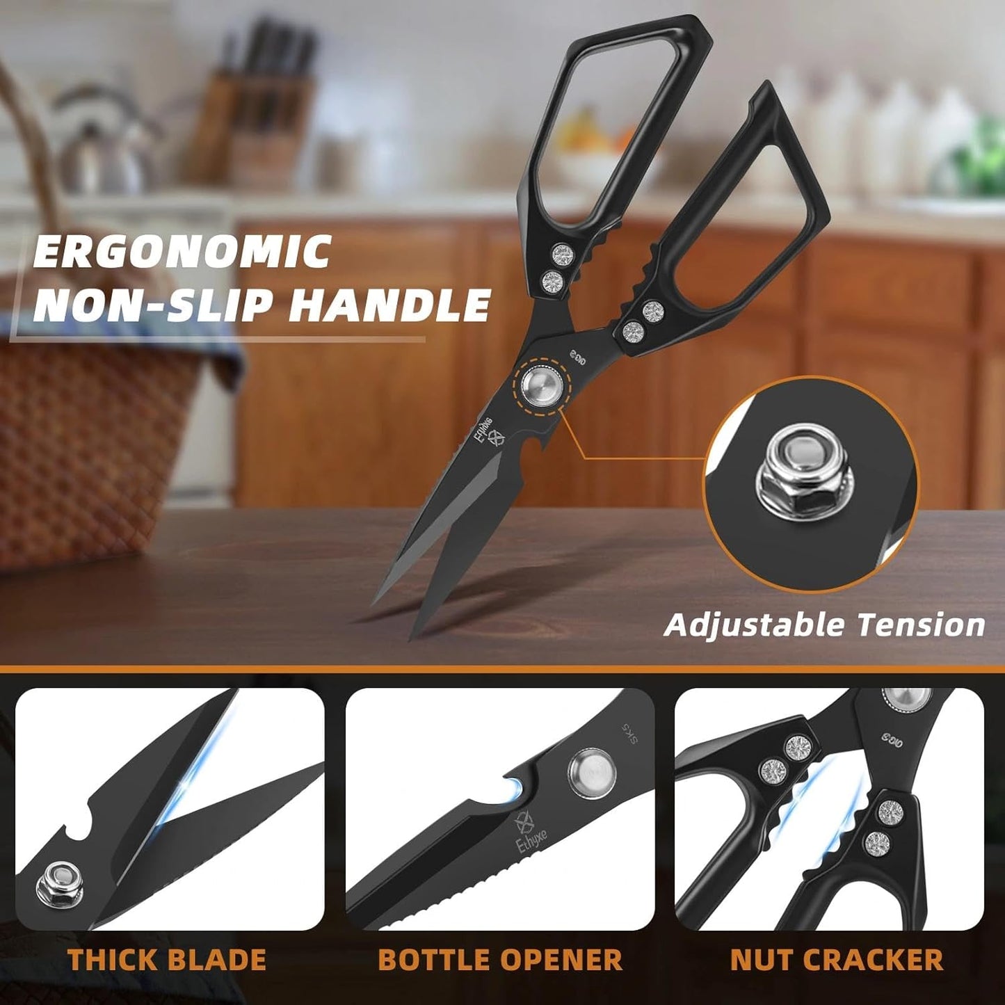 Kitchen Shears Set – Heavy Duty Japanese Stainless Steel Kitchen Scissors, Ultra Sharp Meat Scissors Dishwasher Safe, Cooking Scissor for Food
