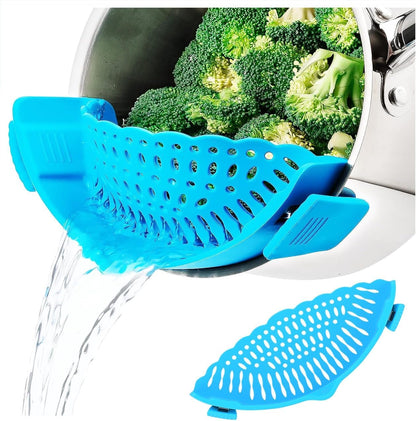 Silicone Pasta Strainer Insert - Clip On for Pots & Pans - Easy Pasta Draining