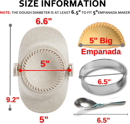 Empanada Maker Press, 6-Inch Extra Large Dumpling Maker Set with Dough Cutter, Dumpling Mold Set for Pierogi, Pastelitos, Calzone, Turnovers, Chinese Dumpling, 5Sizes (6"/5"/4"/3"/2.6")