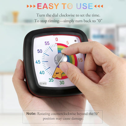 Secura 60-Minute Visual Timer, Silent Study Timer for Kids and Adults, Time Clocks, Time Management Countdown Timer for Teaching (Navy Blue & Navy Blue)