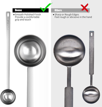 18/8 Stainless Steel Coffee Scoop, Doosu Food-Grade Metal Measuring Spoon with 6.9in Long Handle, Tablespoon Scooper for Coffee Beans, Ground Coffee, Espresso, Protein Powders, Tea, Sugar (1 Tbsp)
