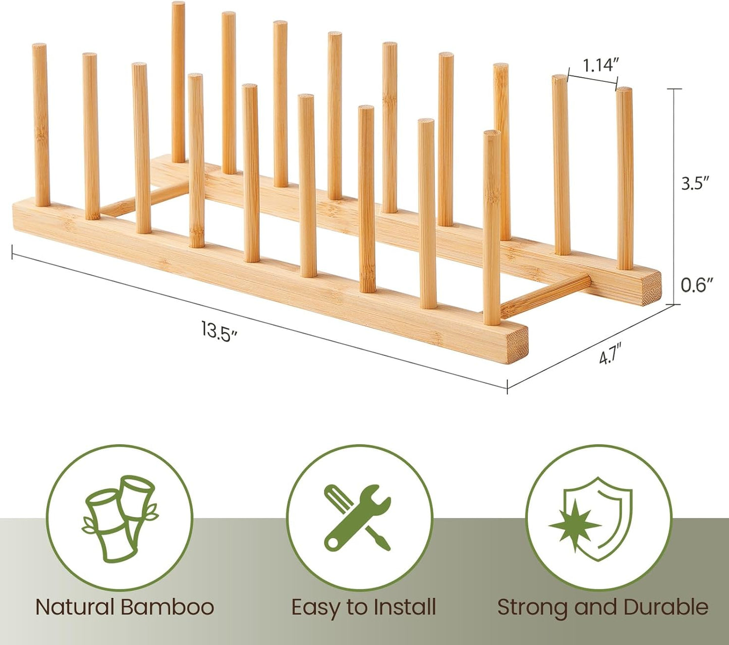 NOVAYEAH Bamboo Wooden Dish Rack-Plate Pot Lid Cutting Board Organizer Holder Rack for Cabinet-Kitchen Cabinet Organizer for Dish, Pots, Lids, Bowls, Bottles, Books, and Puzzle