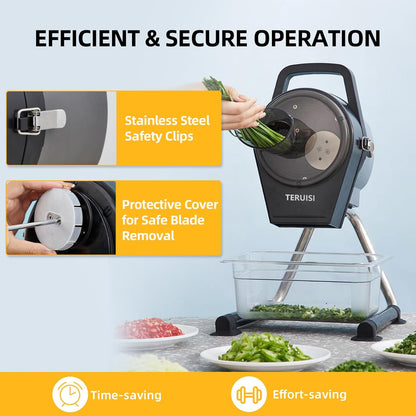 Electric Vegetable Chopper, 200W Commercial Vegetable Slicer, Scallion Cutter Food Processor With 3 Feed Ports, 1-5mm Adjustable Thickness, 6000RPM For Veggie Onion Garlic Ginger Chili Potato