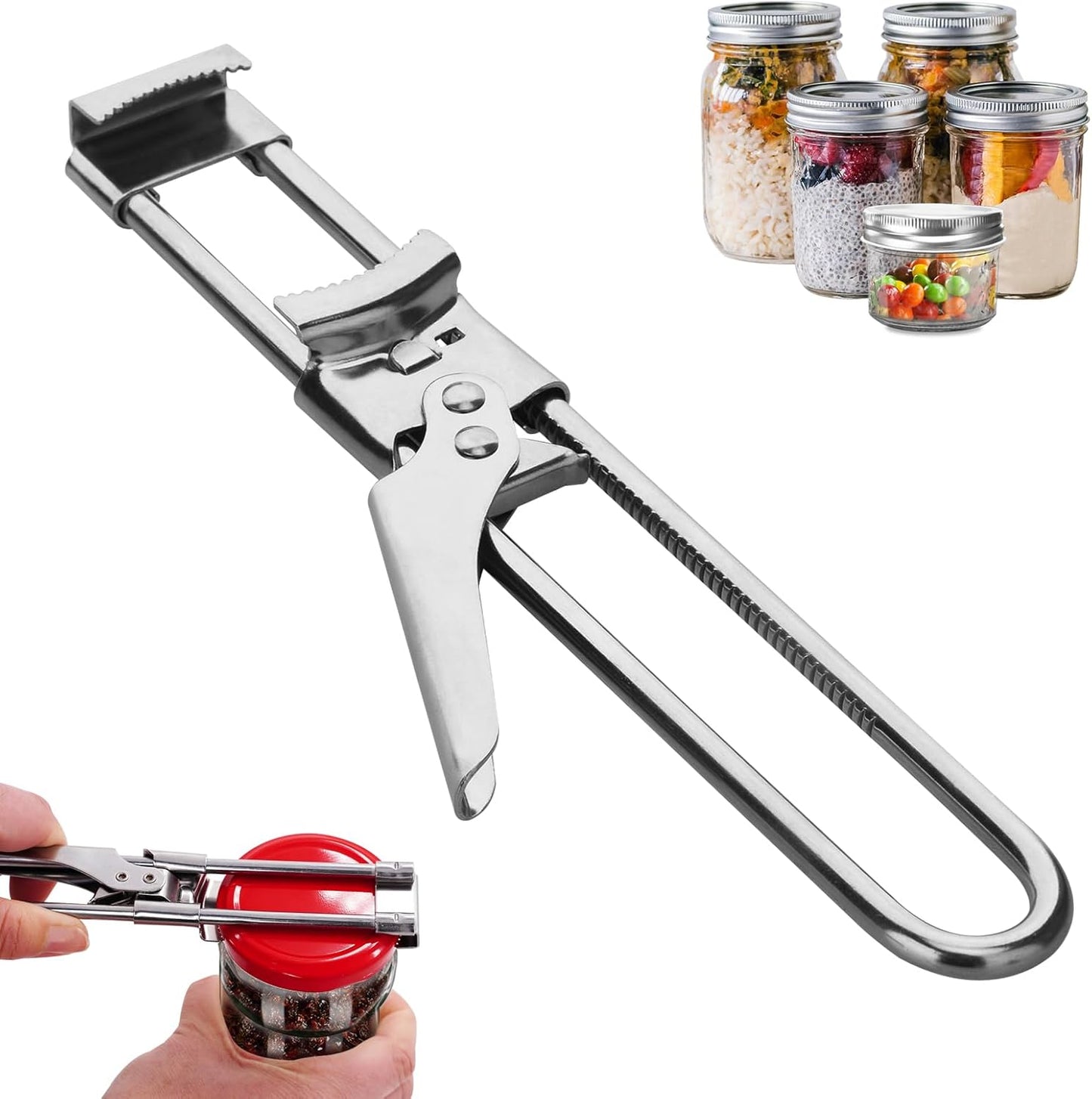 Jar & Bottle Opener, Adjustable Multifunctional Stainless Steel Can Opener Jar Lid Gripper, Manual,Kitchen Accessories