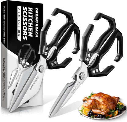Dream Reach Poultry Shears, Heavy Duty Kitchen Shears with Serrated Edge, No Rust Spring Loaded, Multipurpose Stainless Steel Kitchen Scissors for Chicken, Bone, Meat, Turkey, Fish Thanksgiving Gifts