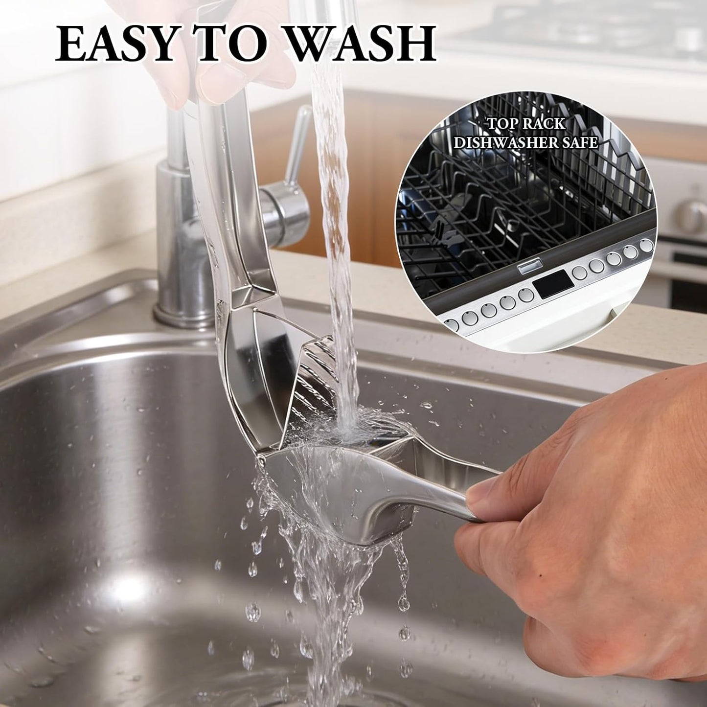 Heavy Duty Professional Garlic Press & Mincer - Rust-Proof, Dishwasher Safe with Easy-Grip Handle - Silver