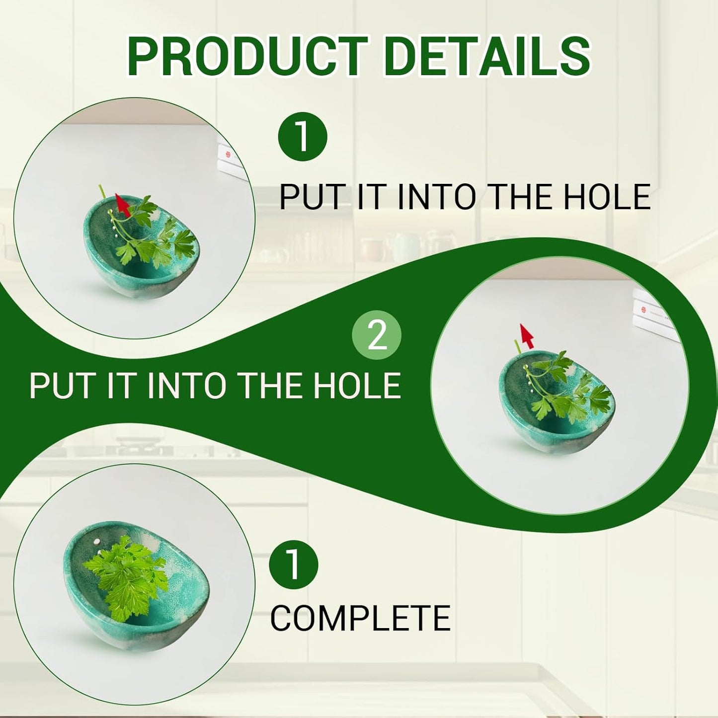 Pottery Herb Stripper Bowl, Herb Stripper Tool, Kitchen Herb Stripping Tool with Various Hole Sizes for Leaf Removal, Herb Stripping Bowl for Kale, Thyme, Basil, Rosemary Stripper (Celadon Glaze)