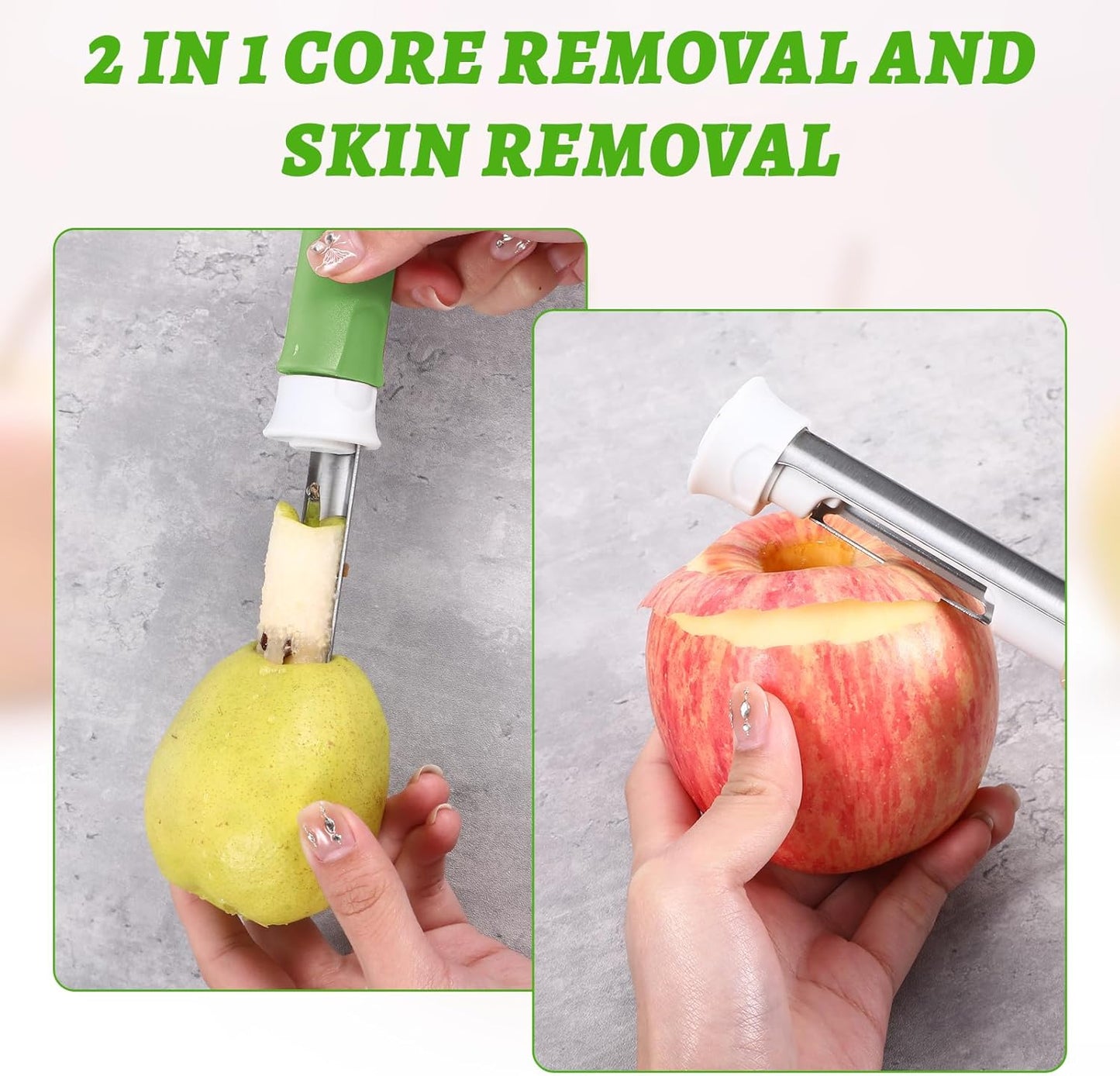Red Apple Corer and Peeler, Multi Functional Apple Corer for Bell Peppers Pears,Stainless Steel 2-In-1 Household Kitchenware, Plastic-Handle,Fruit and Vegetable Peeling Tool,Christmas Halloween Gifts