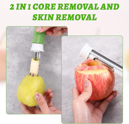 Red Apple Corer and Peeler, Multi Functional Apple Corer for Bell Peppers Pears,Stainless Steel 2-In-1 Household Kitchenware, Plastic-Handle,Fruit and Vegetable Peeling Tool,Christmas Halloween Gifts