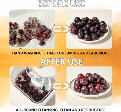 Fruit Cleaner Spinner, Large Fruit Washer Spinner, Fruit Cleaner Spinner with Fruit Washer Bowl and Brush, Vegetable Fruit Spinner Washer,Fruit and Vegetable Scrubber (White)