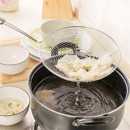 Generic Strainer Skimmer Ladle Stainless Steel Wire Skimmer Spoon Ergonomic Handle and Spider Mesh Filter with Handle for Kitchen Frying Food, Pasta, Spaghetti, Noodle Professional Design