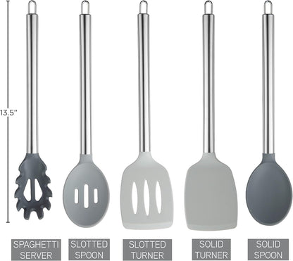 COOK WITH COLOR Silicone Cooking Utensils, Kitchen Utensil Set, Easy to Clean Silicone Kitchen Utensils, Cooking Utensils for Nonstick Cookware, Kitchen Gadgets Set, 10 Pieces, Green