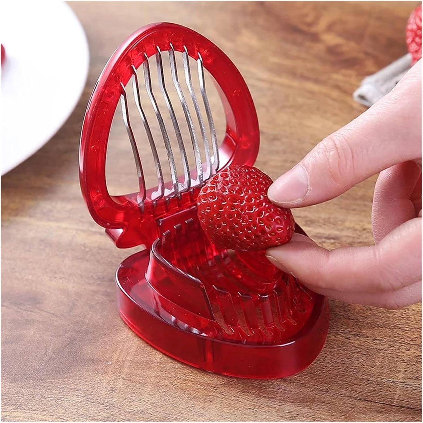 yongduogongsi Strawberry Slicer Cutter Strawberry Corer Strawberry Huller Fruit Leaf Stem Remover Salad Cake Egg Tools Kitchen Accessories